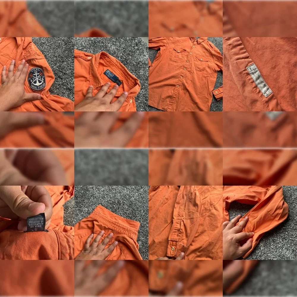 Polo Raulph Lauren Shirt Mens XXL Orange Long Sleeve USRL Naval Station‎ Y2K 00s